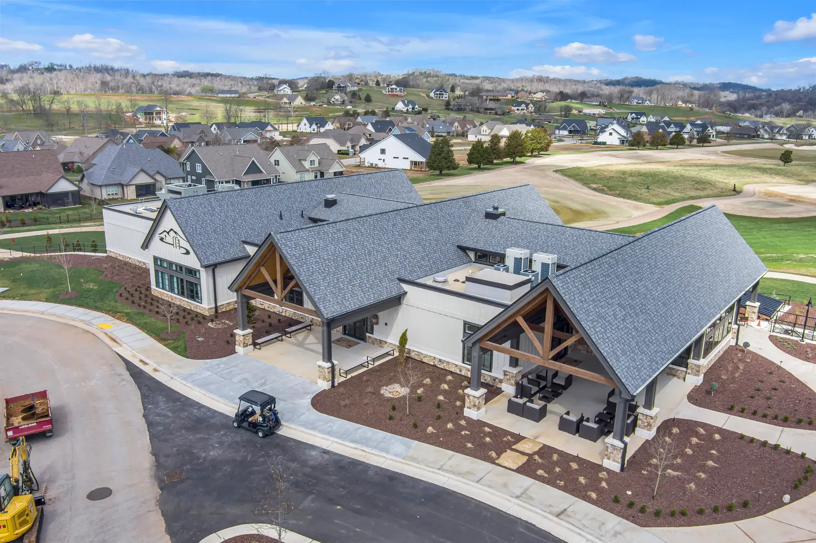 Aerial view of waterfront property