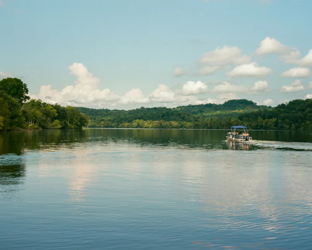 Covered boat slips at Tennessee National private marina on Watts Bar Lake