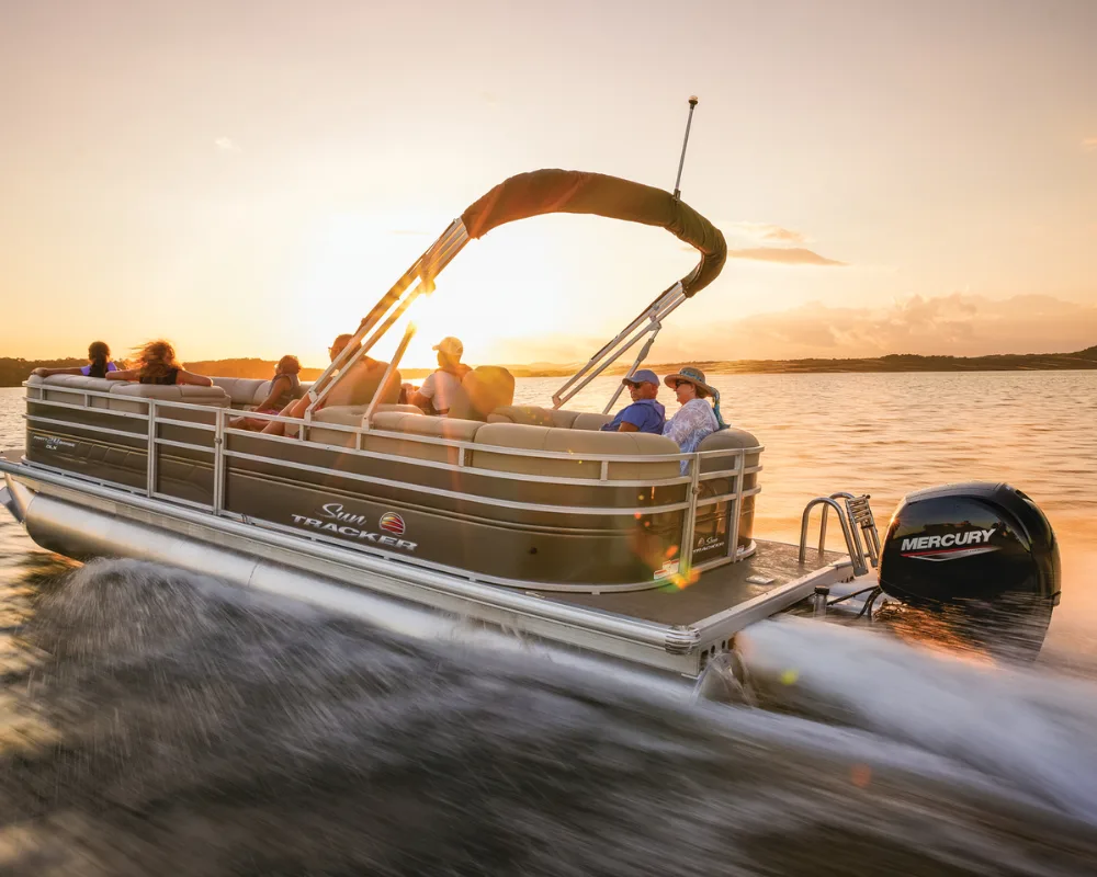 Pontoon cruise at sunset on Watts Bar Lake